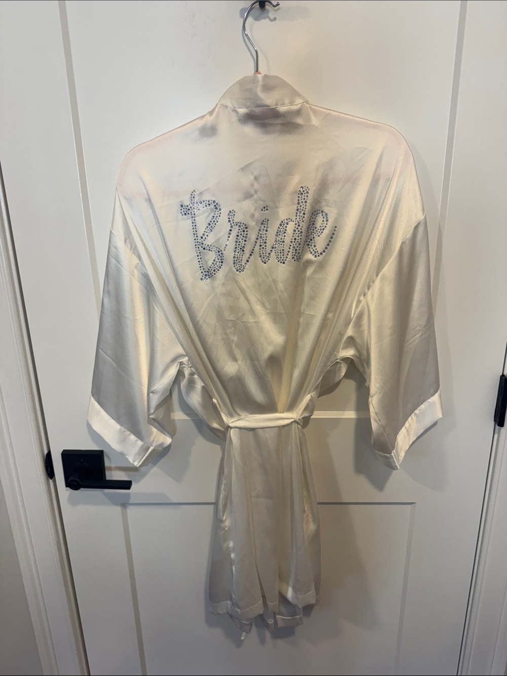 Victoria's Secret Ivory Satin Bride Robe with Rhinestone Script
